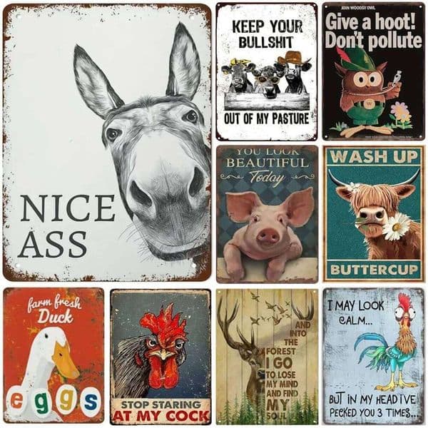 Ass Metal Tin Signs Warning Wall Decoration Plaque Vintage Art Poster Iron Painting for Man Cave Home Cafe Garden Club Bar 26H0507