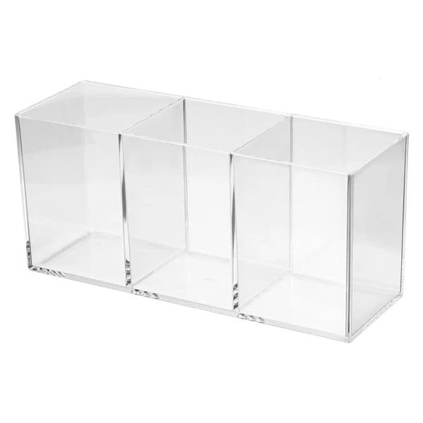 3 Compartments Clear Acrylic Pen Holder Pencil Holder Pen Organizer Pencil Cup Makeup Brush Holder Square for Countertop Desk 260506