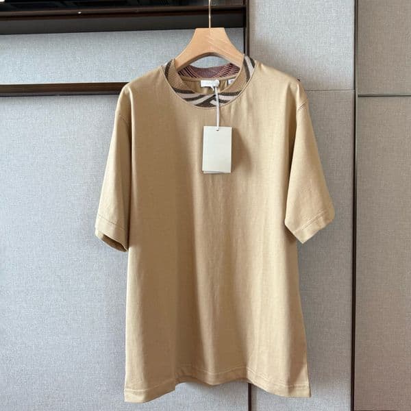 Designer brand high quality Polo plaid round neck embroidered men's T fashionable and versatile short sleeved shirt