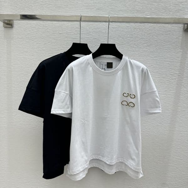 Simple Pattern T Shirts High Street Casual Short Sleeve Tees For Summer Women Luxury Breathable Tees