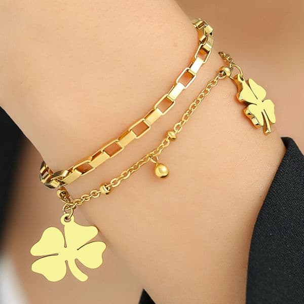 Bracelet Luxury Bangle Jewelry Jewellery Palace Style Double Layer Fashion Titanium Steel Fade Resistant Adjustable Bracelet