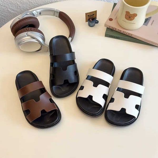 Kids Flat Shoes Slip on Child Girls Slippers Round Toes Thin Band Cross Sandals 2025 Children Barefoot Beach Shoe for 26-35J260507