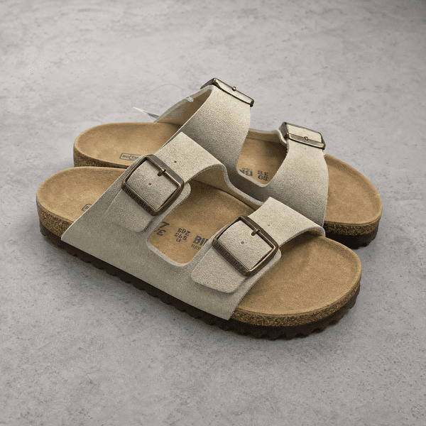Wholesale Women Cork Footbed Sandals Suede Double Buckle Slides Casual Flat Slippers Summer Beach Walking Shoes
