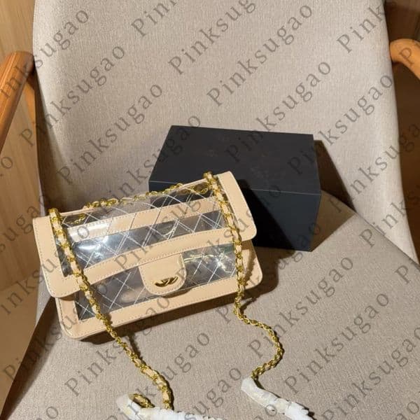 Women Designer Bags Tote Bag Clear PVC Quilted Crossbody Bag Chain Bag Transparent Shoulder Bag Purse Travel Bags Chaoka260507135