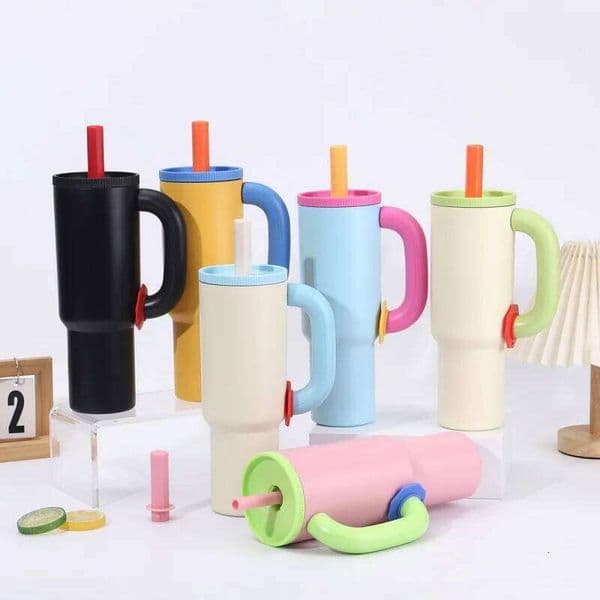 Dopamine Cup 304 Stainless Steel Insulated With Straw Outdoor Portable Handle Large Capacity Travel Bottle 26L0507