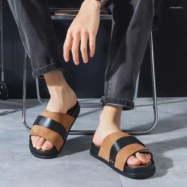 Sandals 2026 Summer Men's Thick-soled Slippers Outdoor Fashionable And Simple Soft-soled Wear-resistant Beach Casual