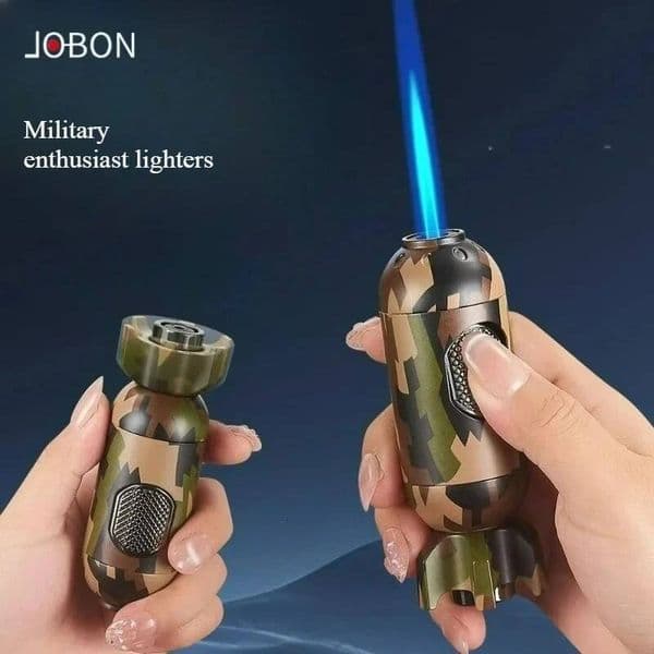 JOBON Refillable Butane Lighter Metal Windproof Jet Blue Flame Cool Lighters Outdoor Men's Premium Gifts Cigar Accessories