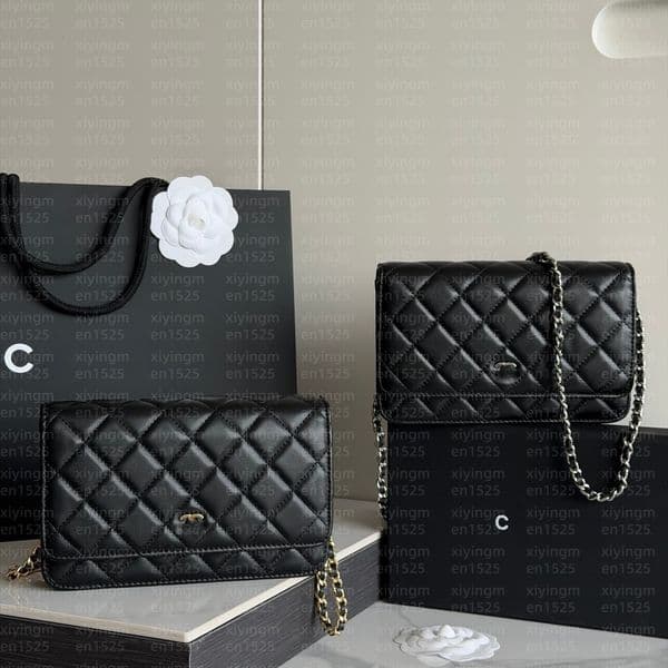 19CC Bag Designer Bag WOC Shoulder Bag Phone Crossbody Bag Handbag Tote Lychee Cowhide Wallet Bag Luxury Bag Gold Silver Chain Bag Wallet Purse Black Women Leather Bag