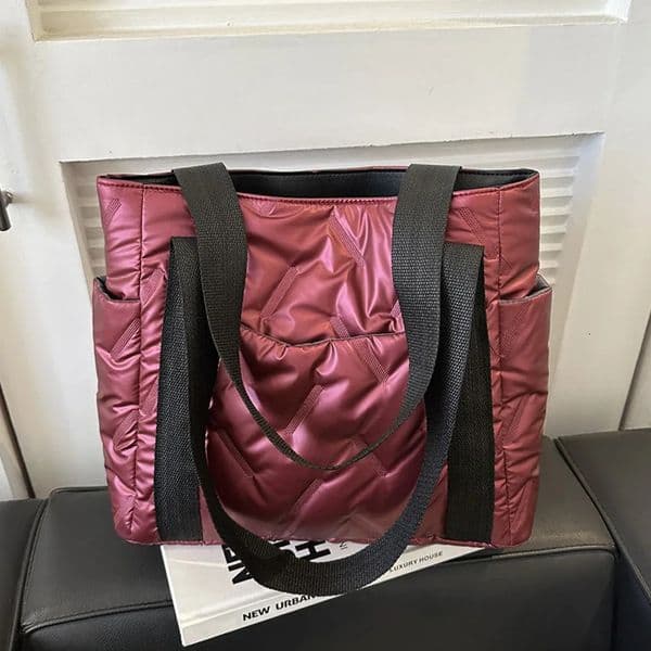 Winter Down Cotton Casual Tote Bags For Women Solid Color Fashion Shoulder Bag Ladies Handbags For Commuting Gift 260506