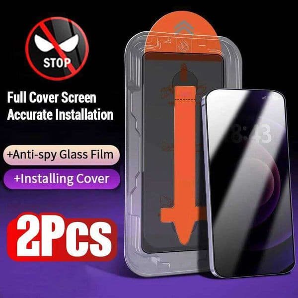 2Pcs Premium Screen Protector for iPhone 17 16 15 14 13 12 11 Pro Max Tempered Glass Full Cover Easy Install Auto-Dust Privacy 26L0507