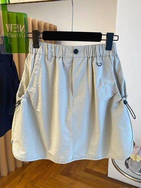 Skirts Korean Style Workwear Skirt Women Summer Loose High Waist Slimming Retro Anti-Light Semi-Body Pants