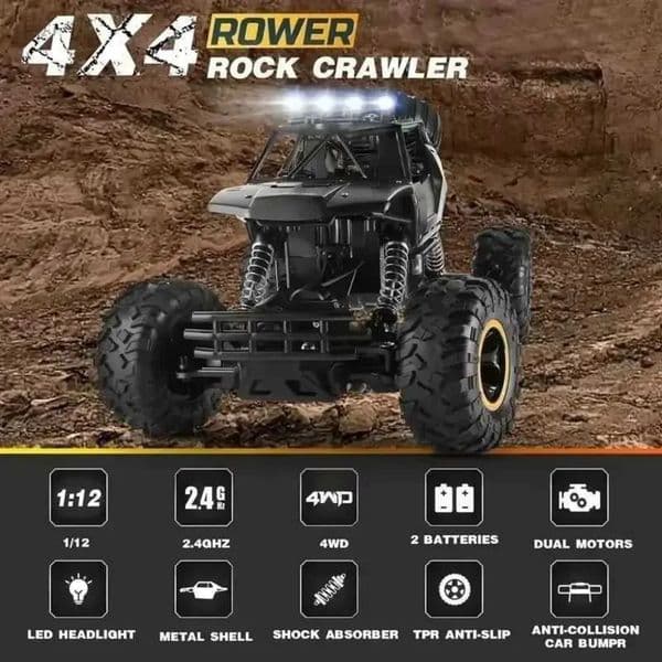 2026 Rc Crawler Scale radio control car Remote Control Car Off Road Truck Metal Shell LED Headlights Offroad Monster RC Trucks All Terrain Toys For Kids Drift Car