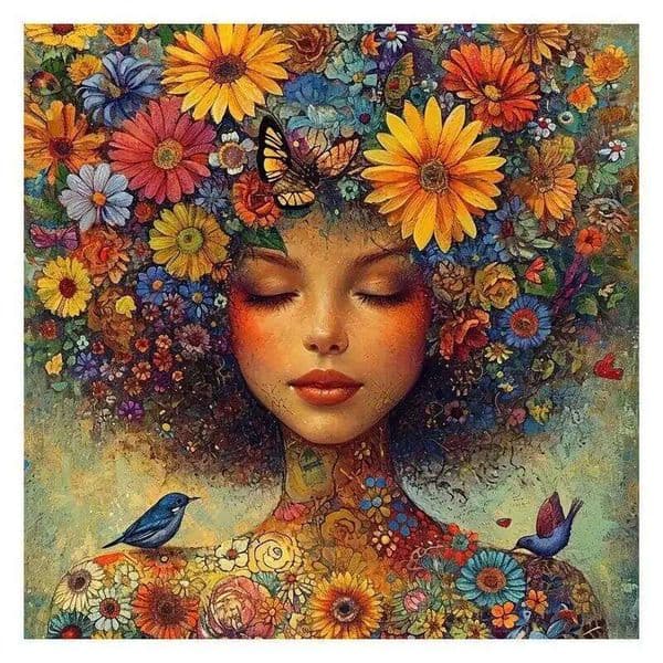 5D DIY Kit Flower Woman Cross Embroidery Painting Fantasy Girl Rhinestone Diamond Art Mosaic Home Decor 26L0507