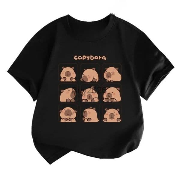 Summer New Trend Capybara Printing Cute Childrens Short-Sleeved T-Shirt Cute Comfortable Versatile Boy and Girl T-Shirt