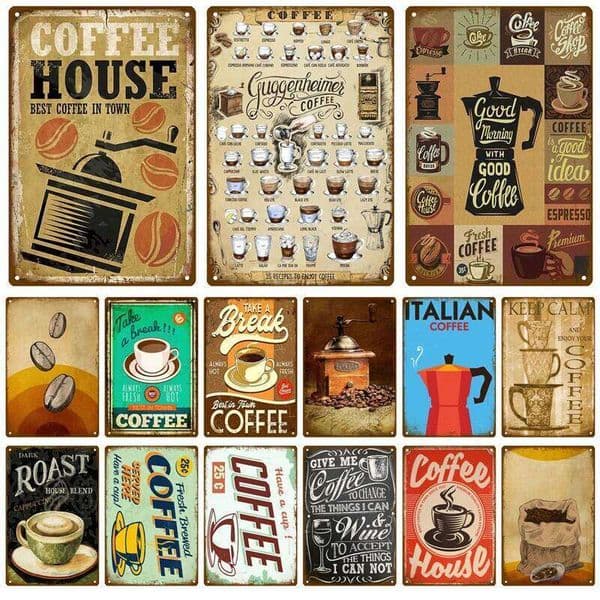 Decor Coffee Vintage Tin Sign Plaque Metal Plate Wall Art Posters For Kitchen Bar Cafe Room Retro Iron Painting 26H0507