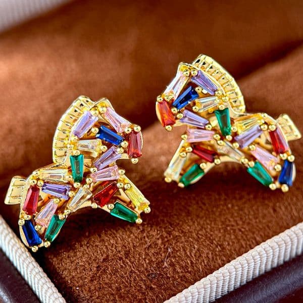 Designer Earrings Designer Earrings Women Colorful Zircon Pony Earrings Irregular Trapezoid Zircon Studs Luxury Jewlery Designer for Women