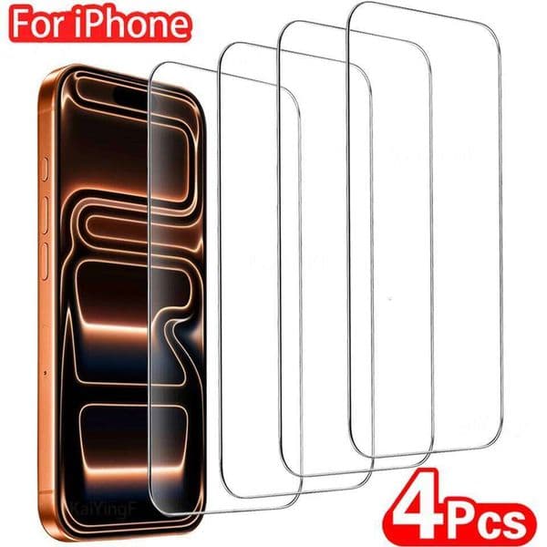 4Pcs Tempered For iPhone 17 16 15 14 13 12 11 Pro Max Plus XR Oleophobic Coating Screen Protector Protective Glass Film 26L0507