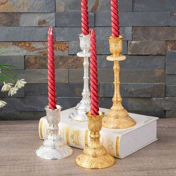 FFH 2pc European Style Metal Candlestick Candles Holders Gold Silver Wedding Ramadan Eid Religion Decorations Home 26W0507