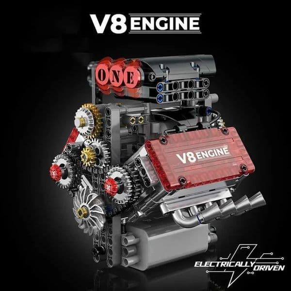 Build Block Set Model Kit Brick V8 Engine Motorized Simulation Electrically Drive brick Building Blocks Technical Model Engine Car Parts Creative Toys Gifts B
