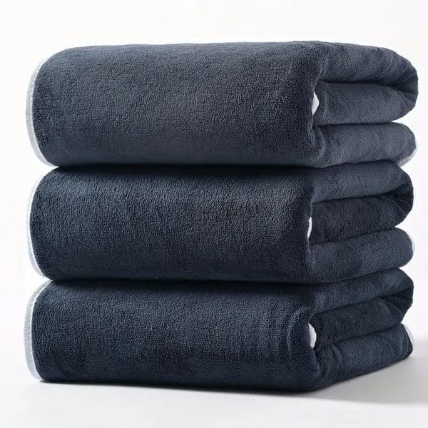 3PCS Large Bath Towels Set Grey Adult Coral Velvet Bathroom Absorbent Soft Quick Dry White Bathing Towel 70X140 Beachtowel Black 260506