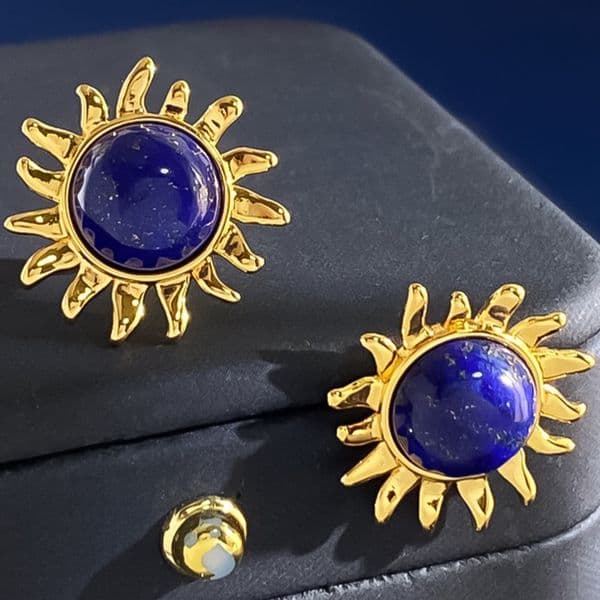 Bracelet Bracelet for Women 18K Gold Plated Bangle Lapis Sunflower Starburst Bangles Luxury Jewlery Designer for Women Elegant Gift