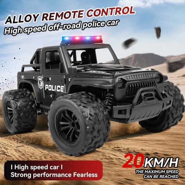 Remote-controlled off-road police car cool police lights simulated siren sounds 116 scale alloy bodySpring shock absorptionT260507