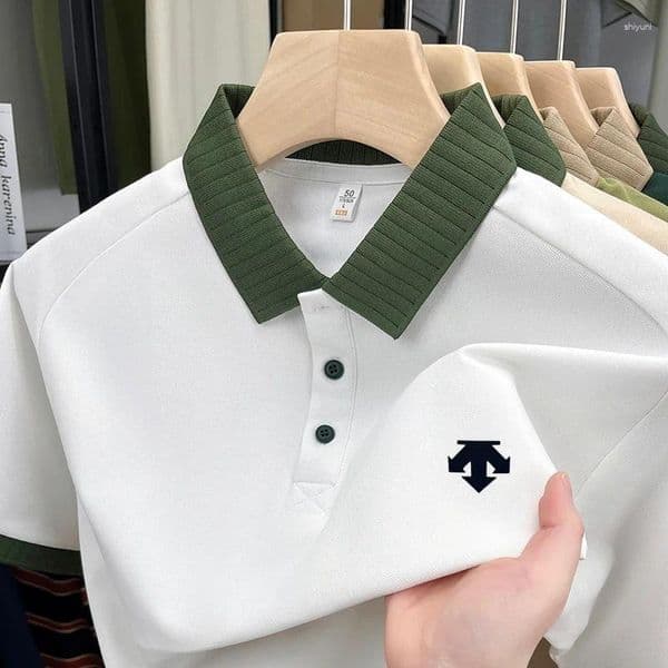 Men's Polos Contrasting Color Printed Polo Shirt Luxury Quality Summer Designer Original Short Sleeve Breath Lapel T-shirt Wear