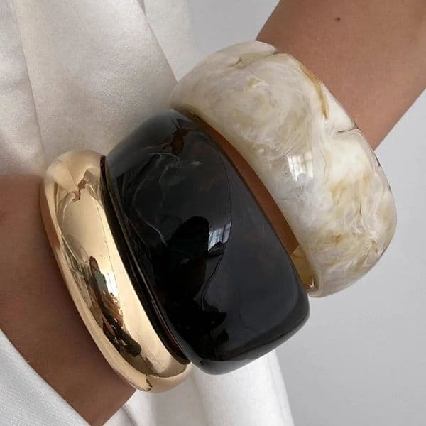Ingemark 3 Styles Exaggerated Resin Acrylic Wide Bracelets for Women Hip Hop Geometric Bangles Grunge Jewelry Steampunk Pulseras 260506