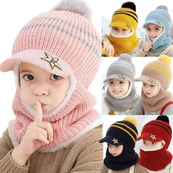 Cute Toddlers' Ensemble - Trendy Unisex Pompom Topper + Complementary Pins