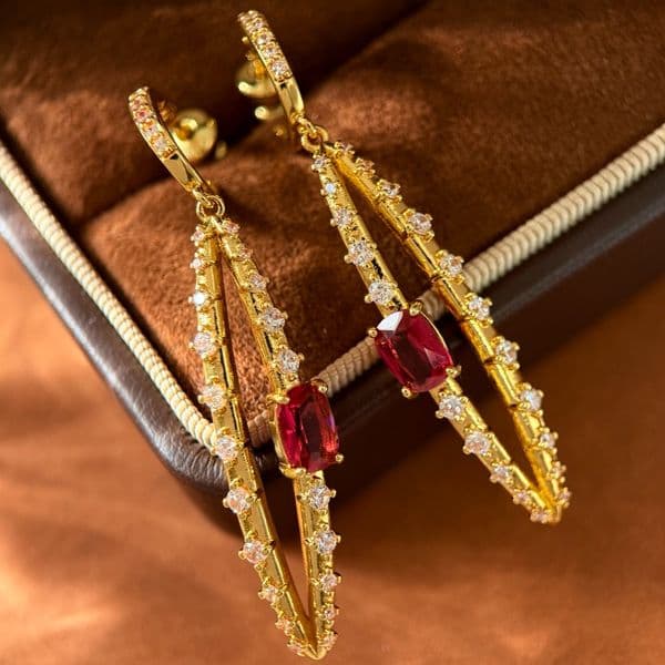 Designer Earrings Designer Earrings Women Pave C Shape Hoop Drop Leaf Hollow Oval Bar Zircon Ruby Geometric Earrings Luxury Jewlery Designer
