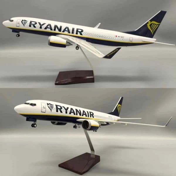 Plane Plane 1 85 Scale slot car 47Cm 737 Ryanair Ireland B737-800 Model Slot Car Die-Cast Resin Aircraft With LED Lights Car Track 22