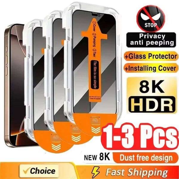 1-3Pcs Dust Free Installation Anti-spy Privacy Screen Protector For iPhone 16 17 Air 15 11 12 13 14 Pro Max Tempered Glass Film 26L0507