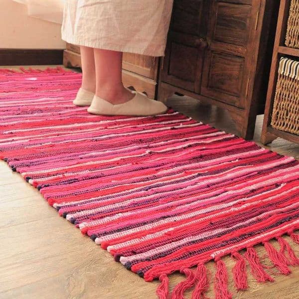 Cotton Cloth Retro Handmade Tassel Rug and Carpet for Home Living Room Tapestry Absorbent Floor Area Mat for Kitchen Boho DecorT260507