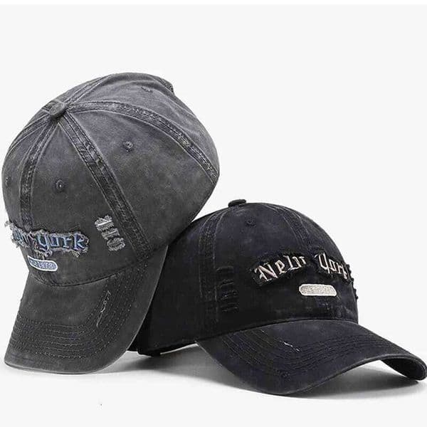 New Fashion Korean Baseball Cap Men's and Women's Versatile Soft Top Ripped Peaked Trendy Letter Embroidery Travel Sun Hat 26L0507