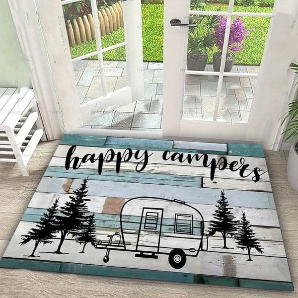 RV Camping Printed Carpet Happy Campers Decorate Door Mats Kitchen Bedroom Living Room Porch Entrance Non Slip RugT260507