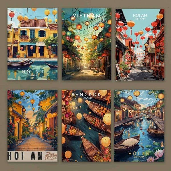 Hanoi Vietnam Travel Poster Train Street Vintage Style Wall Art Southeast Asia Cityscape Cultural Home Decor Canvas Print 26Y0507