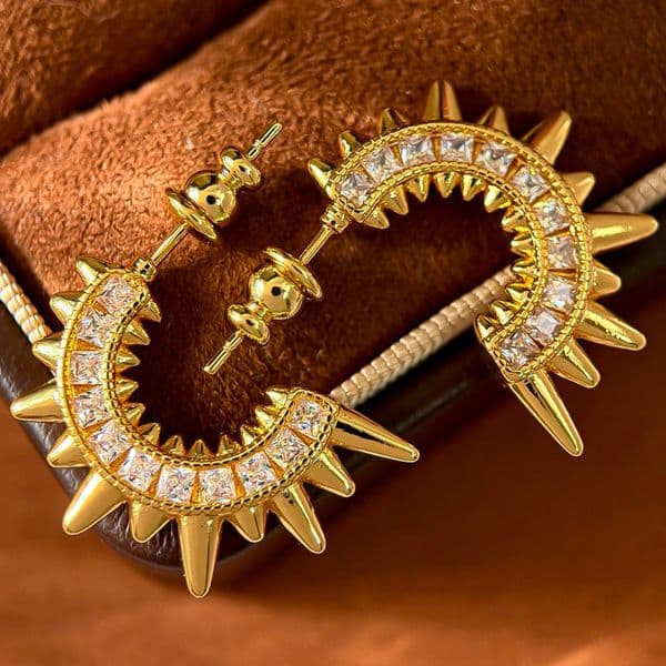 Designer Earrings Designer Earrings Women Delicate Unique Square Zircon Earring Half Hoop C Shape Sunray Star Pave Earrings Luxury Jewlery Designer