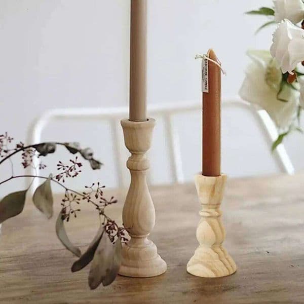 Wooden Candlesticks Unfinished Wood Holder Pillar Taper Candle Stands for Wedding Party Birthday Home Table Decoration 26Y0508