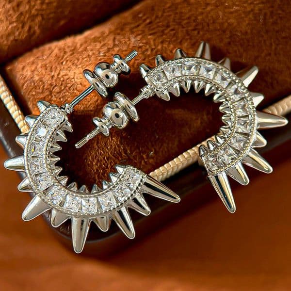 Designer Earrings Designer Earrings Women Zircon Diamond Pave Earring C Shape Hoop Half Hoop Sunray Star Earrings Statement Jewlery Designer