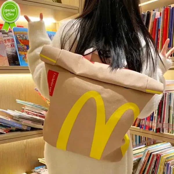 Luxury Designer Decor New Funny Cute Cartoon French Fries Packaging Bags Student Woman Schoolbag Canvas Backpack room Large Capacity Messeng 11