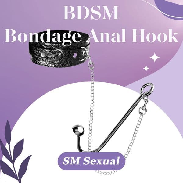 Metal Anal Hook with Leather Collar Sexual Kits BDSM Erotic Bondage Restraint Game for Fetish Couples Adult Anal Sex Toy 260330