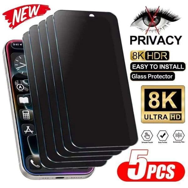 1-5Pcs Anti-Spy Tempered Glass For iPhone 17 Pro Max 13 12 11 14 15 16e Mini 16 Plus X XS XR 7 8 SE Privacy Screen Protector 26L0507