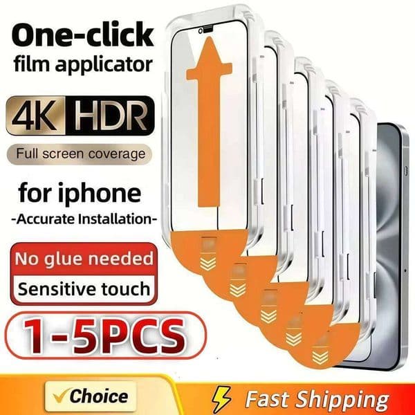 1-5Pcs Oleophobic Coating Dust Free Easy Installation Screen Protector For iPhone 16 15 14 13 12 11 17 Pro Max XS 17Air Series 26L0507