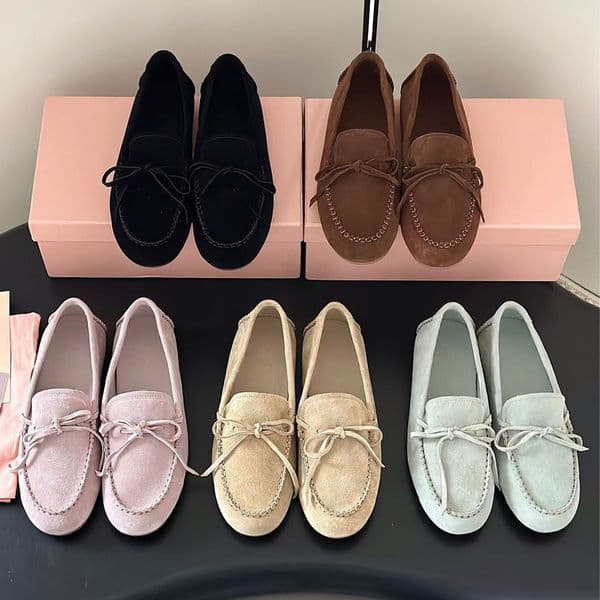 High quality Fashion Classic Bowtie Suede loafers slip on shoes Flat dress shoes for womens Boat shoes Luxury designer shoes Vacation Driving shoes Leisure