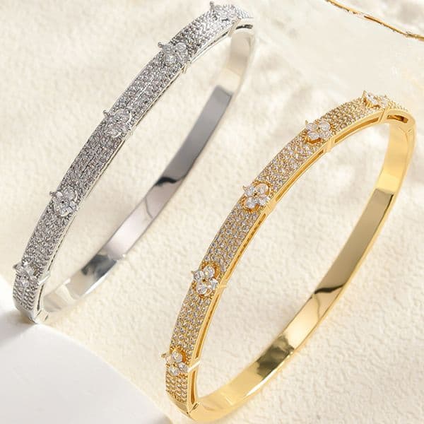 Bracelet Bangle Luxury Jewelry Micro Pave Zirconia Flower Full Pave Minimalist Chic Trendy Unique High End Niche Elegant Versatile Bracelet for Women