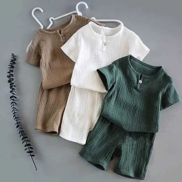 Summer Childrens Clothing Set Cotton Linen Sports Baby Girl Boy 2-Piece T-shirt Shorts Outfit for Kids Aged 1-6 YearsT260507