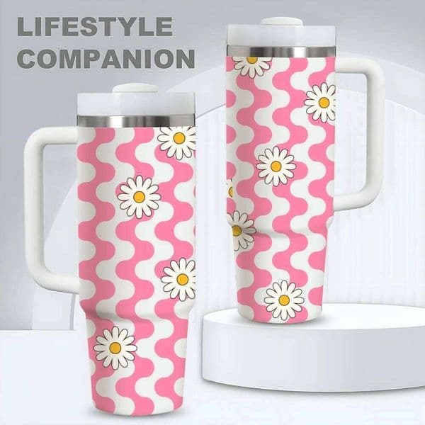 Psychedelic Hippie Pattern Design Flasks 40oz Stainless Steel Vacuum Insulated Tumbler with Straw Travel Mug 26L0507