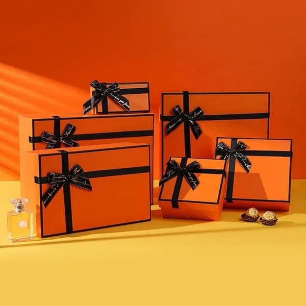 Luxury Designer Decor Luxury High End Orange With Bow Grass room Card Cardboard Box Wedding Party Gift Chocolate Candy Packaging Multi Size 1016