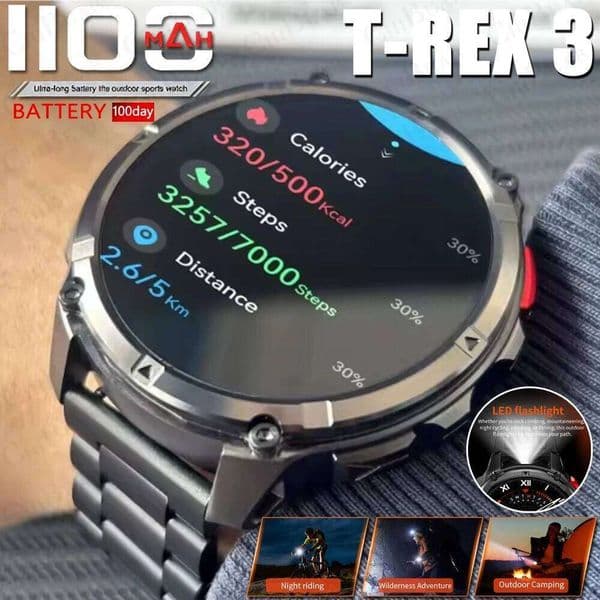 2026 New T-Rex3 Ultra 1100mAh Battery Smart Watch GPS path 5ATM Waterproof Sport Run Hiking Outdoors Compass Smartwatch 26Y0507