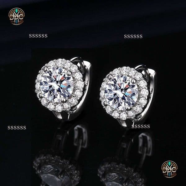 New Trending Hot Sale One Carat Imitation Moissanite Earrings Women Simple Fashion Hoops Ear Clips jewellery